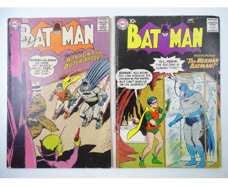 BATMAN #117 &amp; 118 (2 in Lot) - (1958 - DC) - Includes Sheldon Moldoff, Curt Swan, Bob Kane covers and interior art - Flat