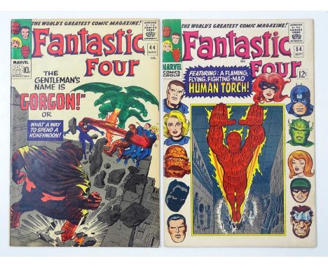 FANTASTIC FOUR #44 &amp; 54 - (2 in Lot) - (1965/66 - MARVEL - US Price &amp; UK Price Variant) - Includes First appearance o
