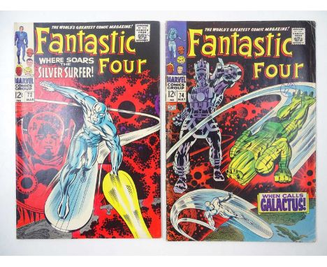 FANTASTIC FOUR #72 &amp; 74 (1968 - MARVEL - UK Cover Price) - Galactus and Silver Surfer appearances - Jack Kirby, Joe Sinno