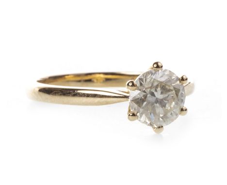 DIAMOND SOLITAIRE RING, set with a round brilliant cut diamond of approximately 1.05 carats, unmarked, size L 1/2, 2.6g, with