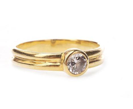 DIAMOND SOLITAIRE RING, the round brilliant cut diamond approximately 0.25 carats, on a bevelled shank, marks indistinct, siz