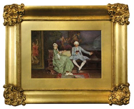 A Royal Worcester porcelain plaque, datecode for 1914, painted by William A Hawkins with 'A Bit of Humour after F. Vinca', an