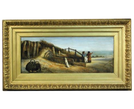 James Smetham (British, 1821-1889) "The Idle Fisherman" signed lower left "J Smetham" oil on canvas 19 x 50cm (7 x 20in) Prov