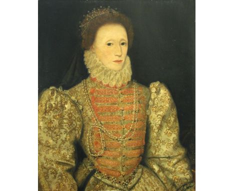 Attributed to Nora Ellen Dyer (British, 1871-?) Portrait of Queen Elizabeth I oil on canvas, unframed 75 x 62cm (29 x 24in) T