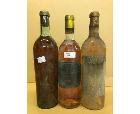 Chateau Guiraud, Sauternes 1er Cru 1967, 1 bottle (top shoulder); Chateau Coutet, Barsac 1er Cru 1961, 1 bottle (base of neck