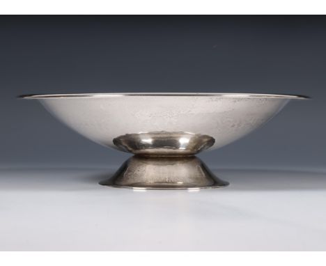 Duitsland, vruchtenschaal, Art Deco, rond gehamerde model en licht gelobd, mt. M.H. Wilkens &amp; Söhne Bremen-Hemelingen van