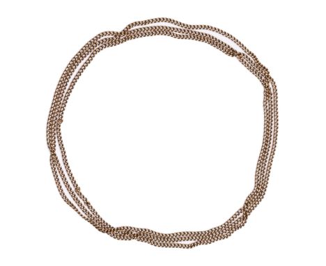 18 kt. Roségouden gourmet schakel collier, zonder sluiting. netto 40,8 gr., l. 145 cm.  [2] 18 k. Rose gold gourmet link neck
