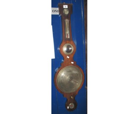19th Century mahogany wheel barometer marked: Nolcini and Moretti, Merthyr.