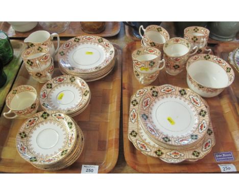 Two trays of Gladstone china geometric and floral teaware to include: cups and saucers; plates; milk jug and sucrier. (2)