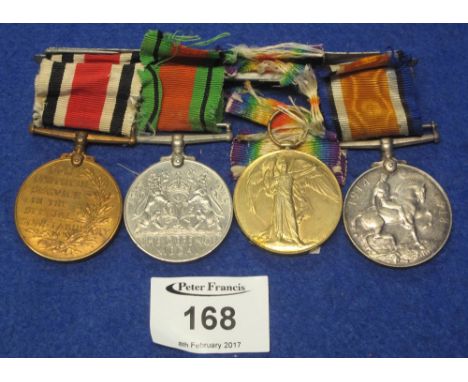 First World War medal group awarded to Private H. Morgan, Welsh Regiment, to include: '14-'18 War Medal; '14-'19 Victory Meda