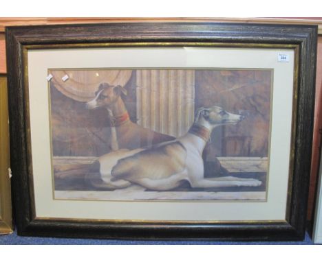 Large furnishing print of two greyhounds.  Framed and glazed.