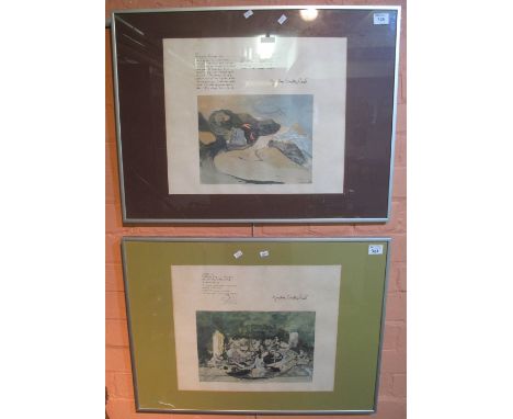 After Graham Sutherland, two reproduction prints with text, published by permission of the Picton Castle Trust.  Modern glaze