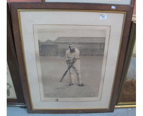 After Archibald S. Wortley, portrait study of the cricketer W.G. Grace, signed in pencil by W.G. Grace and the artist, monoch