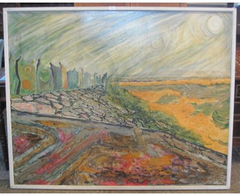 Graham Gower Samuel, (Welsh, 20th Century), 'Echoes of Burry Port', signed and dated: 1968, oils on board.  Framed.