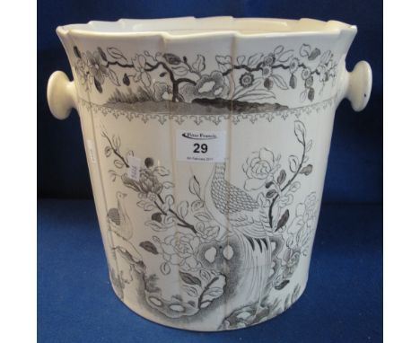 Copeland late Spode Pottery transfer printed pail, decorated with fantastic birds amongst foliage, printed mark.   CONDITION 