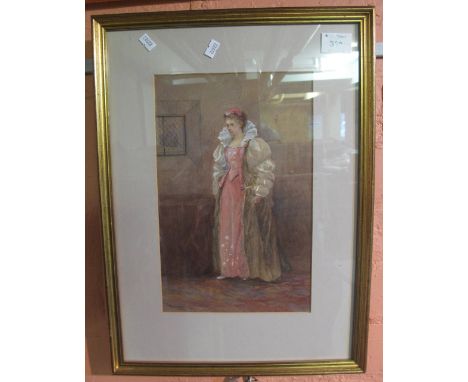 C. Haltison, (British, 19th Century), portrait of an Elizabethan lady, signed and dated: 1896, watercolours.  Framed and glaz