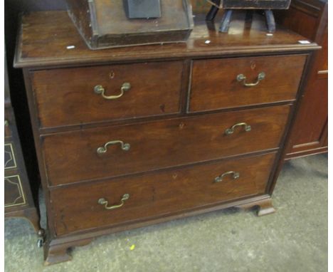 19th Century mahogany straight front chest of two short and two long drawers on bracket feet.
