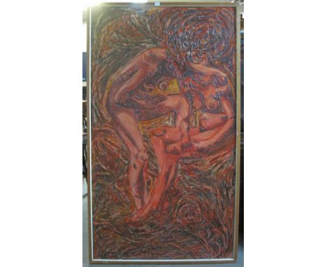 Graham Gower Samuel, (Welsh, 20th Century), 'Duet', a large nude study, signed and dated verso, oils on board.