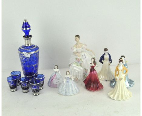 A selection of ceramic figures of ladies, including a Royal Doulton 'Lucy', various Coalport Debutante figures and others, 20