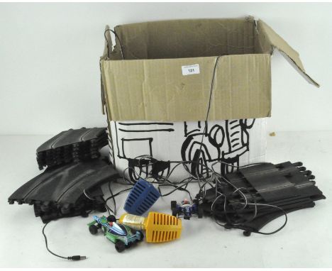 Assorted Scalextric related items, comprising track, Hornby hobbies F1 car, controllers and more