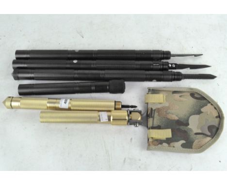 A 'Survivalist's' multi-tool spade, length 67cm, together with a multi-tool walking stick, length 142cm