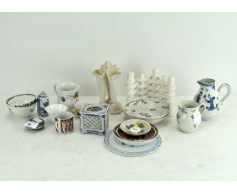 A collection of 18th/19th century ceramics, including a group of English porcelain decorated en grisalle with floral swags, a