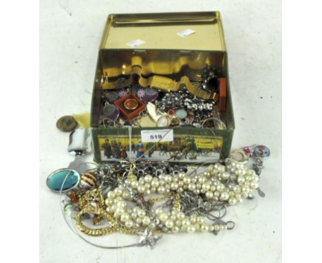 Assorted costume jewellery, including necklaces, chains, a Rotary wristwatch and other pieces