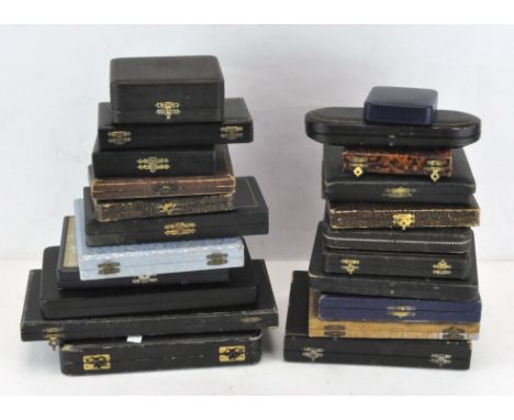 A collection of vintage cutlery and flatware boxes, various sizes and styles