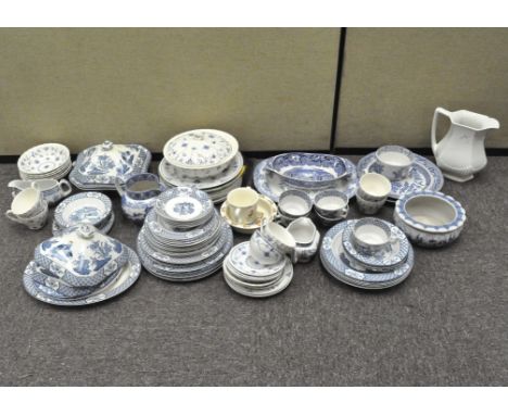 An extensive collection of vintage and contemporary blue and white table ceramics, including a part service 'Yuan' by Wood an
