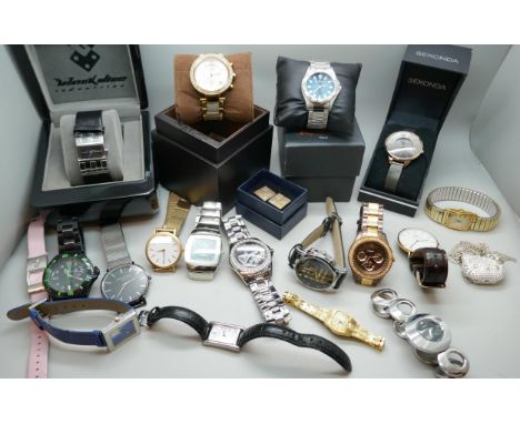 A collection of wristwatches including Michael Kors, Ben Sherman, Fossil, etc.