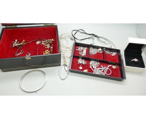 A Pandora ring, necklets including Swarovski, etc.