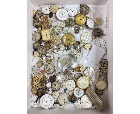 Spares / Repairs - A Mixed Lot of Assorted Wristwatch Movements / Dials, including ladies Omega De Ville automatic; fob watch