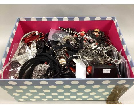 A Quantity of Modern Costume Jewellery, in hues of black, white and red :- One Box