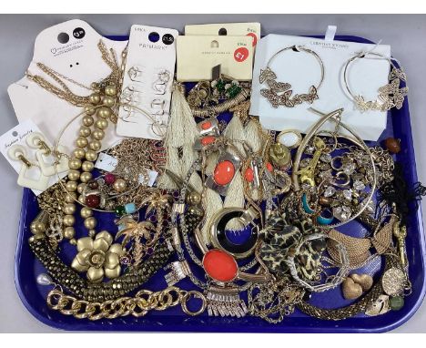 An Assortment of Gilt Coloured Costume Jewellery, to include statement necklaces, hoop earrings, chain link bracelet, etc :- 