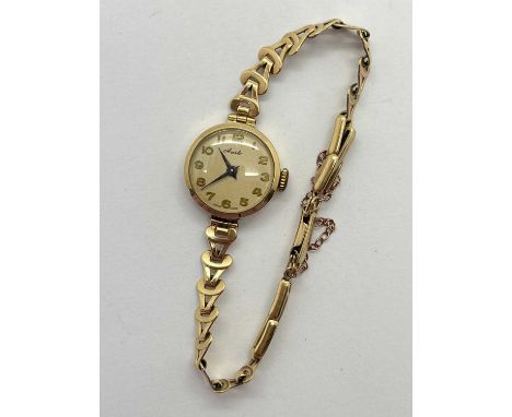 Aritso; A 9ct Gold Cased Ladies Wristwatch, the signed dial with Arabic numerals, within plain case to integral 9ct gold Art 