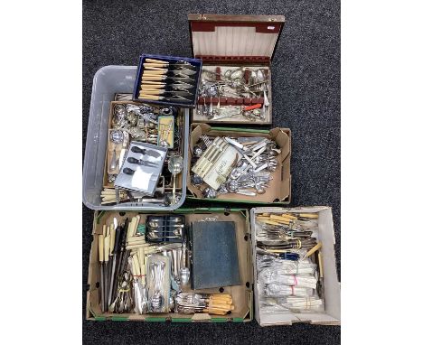 A Large Mixed Lot of Assorted Cutlery, including fish knives and forks, assorted sets and part sets, canteen case, etc.