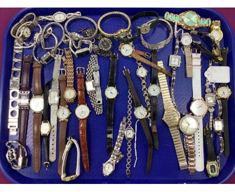 An Assortment of Modern Ladies Wristwatches, to include Pierre Cardin, Timex, Infinite, gilt coloured, diamanté set dial, etc
