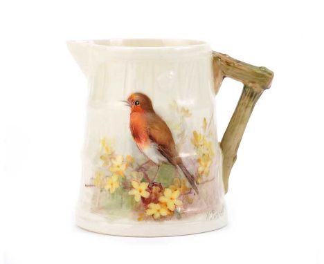 ROYAL WORCESTER JUG, 'ROBIN', SIGNED POWELLHEIGHT: 2.5 INCHES