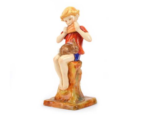 ROYAL WORCESTER FIGURINE, 'PETER PAN', MODELLED BY G. GERTNER NO. 3011HEIGHT: 8 INCHES NO OBVIOUS DEFECTS 