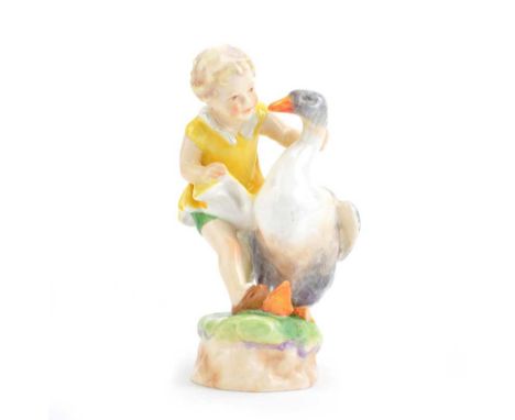 ROYAL WORCESTER FIGURINE, 'GOOSIES GOOSIE GANDER', NO. 3304HEIGHT: 6 INCHESNO OBVIOUS DEFECTS