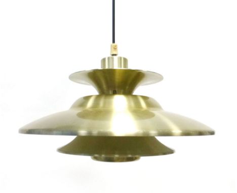 A 1970's brass coloured four tier ceiling light in the manner of Louis Poulsen CONDITION REPORT: Working order unknown and no