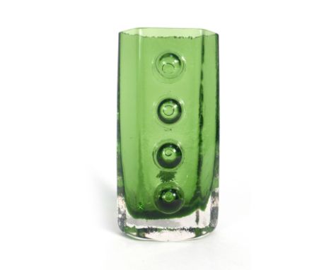 Geoffrey Baxter for Whitefriars, a 'Traffic Light' vase in meadow green, 9760, h. 12.5 cm