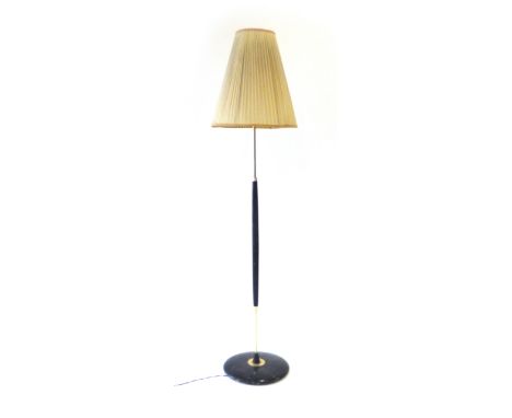 A 1950/60's ebonised and brass standard lamp   CONDITION REPORT:  Working order unknown and not guaranteed, wear, may require