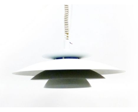 A 1970's white and blue enamelled four tier ceiling light in the manner of Louis Poulsen CONDITION REPORT: Working order unkn