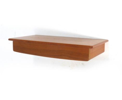 A Swedish teak 'floating' shelf by Froseke AB, w. 48 cm, together with a pair of low teak side tables