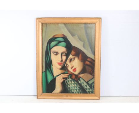 Portrait of Art Deco ladies, oil on canvas, signed with monogram lower right, 59 x 44cm, gilt framed
