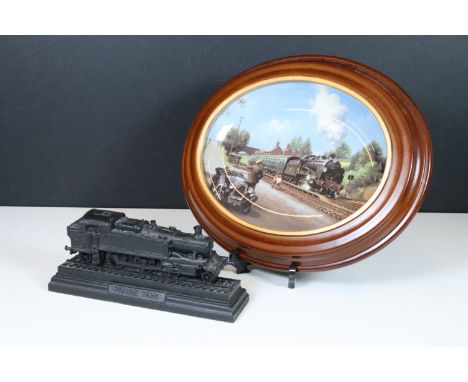 Railwayana including: limited edition Don Breckon Wedgwood plate, coal steam engine and two vintage posters