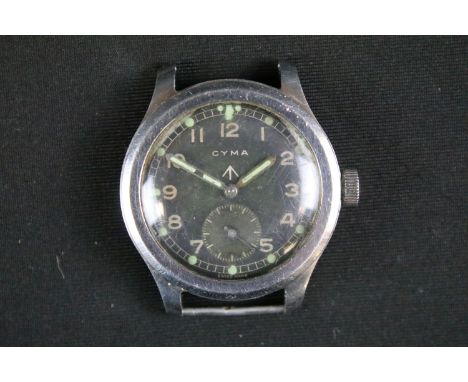 Cyma: A World War II Military Wristwatch, signed Cyma, known by collectors as one of "The Dirty Dozen", circa 1944, (calibre 