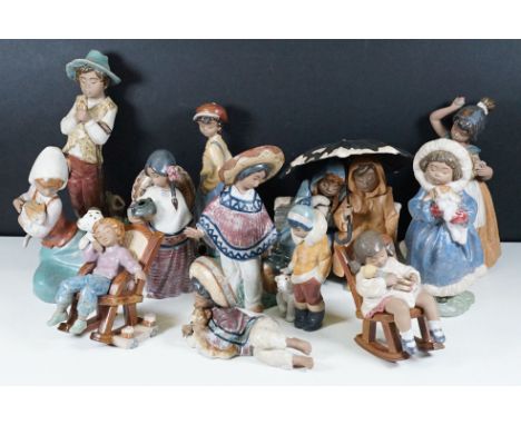 Quantity of Lladro matt finish figurines to include 2168, 2228, 2419, 2322 and Nao examples