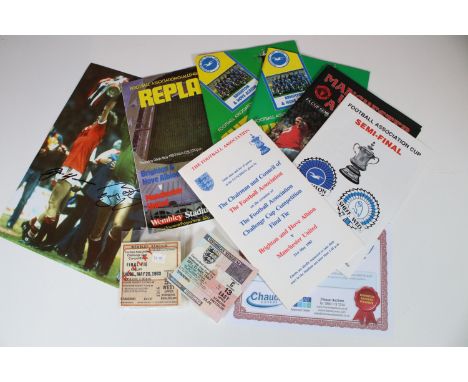 1983 FA Cup Final Brighton &amp; Hove Albion v Manchester United - FA Cup Final programme and ticket, FA Cup Final replay pro